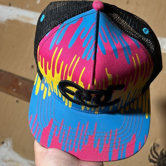 EDC Electric Daisy Carnival Paint Drip Men’s Cap Insomniac Trucker Hat Snap - Picture 4 of 7
